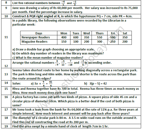 cbse class 7 mathematics worksheet set 3